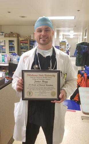 Dr. Hogg completing his last day of clinical rotations at Oklahoma State University. Go Cowboys!